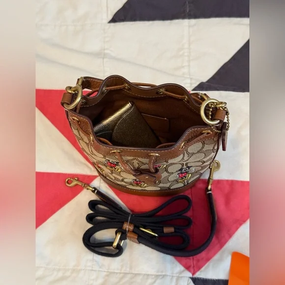 Coach Brown Mickey Mouse Bucket Bag - Picture 4 of 5